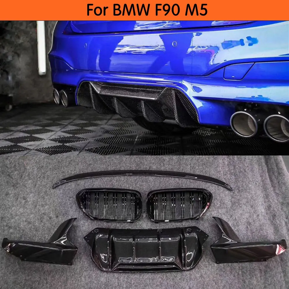 Углеродного волокна диффузор губа на задний бампер спойлер гриль разветвитель