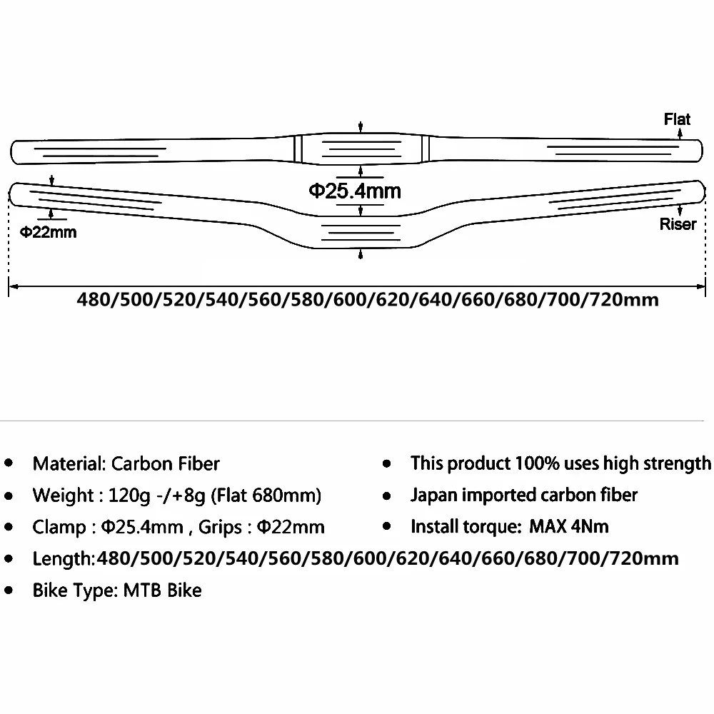 Матовый полный 3K руль из углеродного волокна для горного велосипеда 25 4 мм