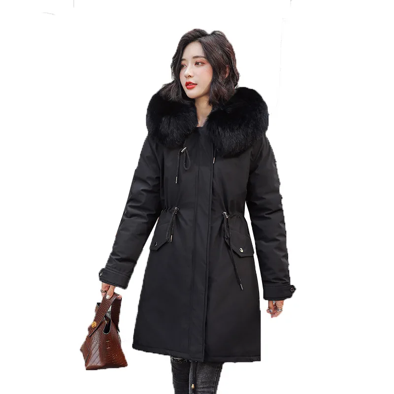 

Factory direct new fur collar long cotton coat female Korean version of the down pad women warm jacket