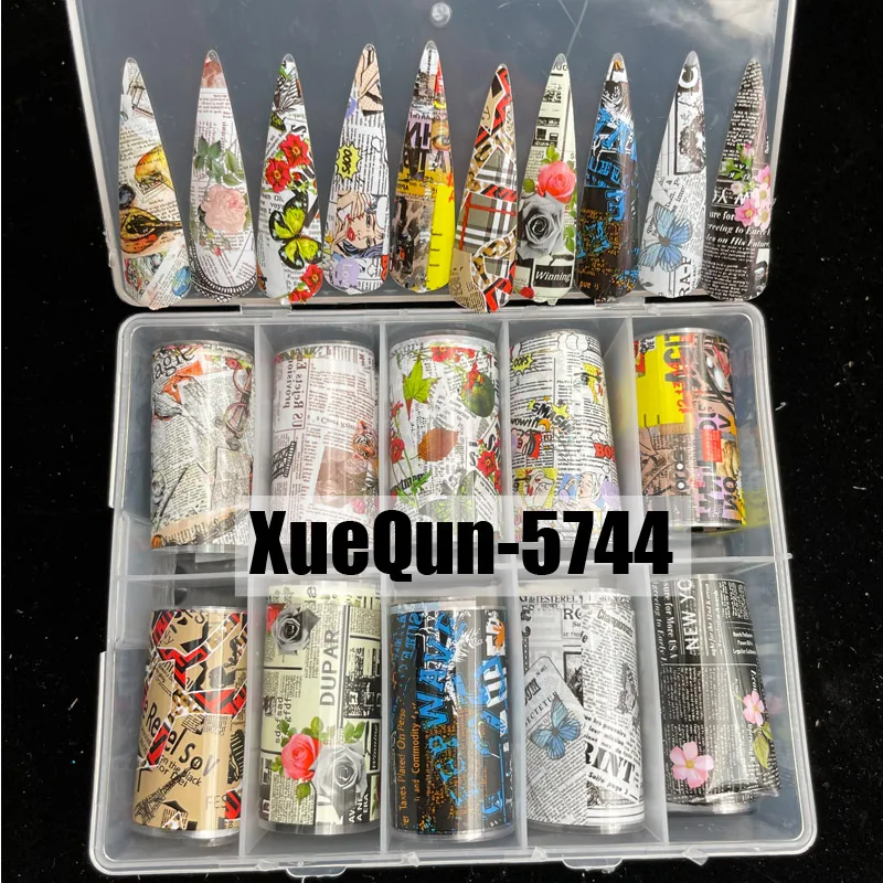 

XueQun 4*100cm Butterfly Newspaper Designer Nail Foil
