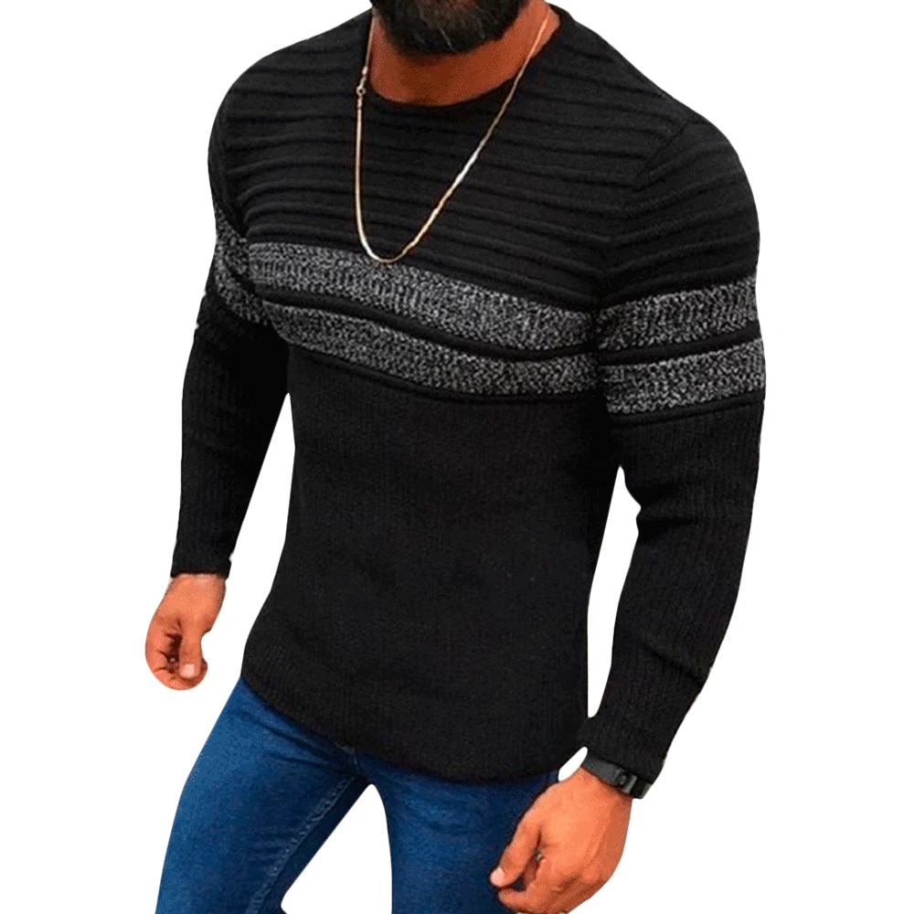 

Autumn Mens Sweaters Patchwork Casual Men Clothing O Neck Long Sleeve Knit Men Clothes Knitted Pullovers Top Sweater Male