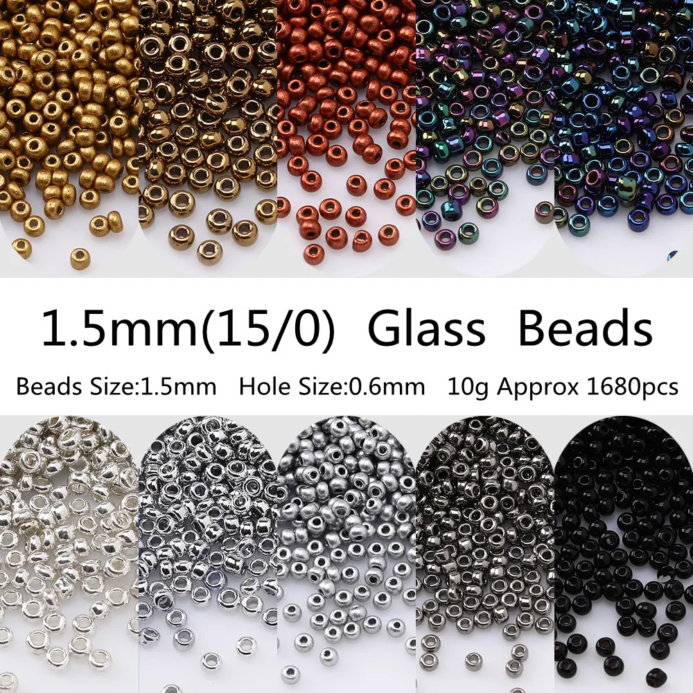 

1680Pcs 15/0 1.5mm Cream Round Glass Seedbead Czech Spacers Beads For Jewelry Making Necklace Charm Handmade DIY Accessories 10g