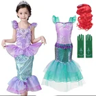 Платье принцессы Русалочки Ариэль для девочек; Одежда для детей; Платье Русалочки для маленьких девочек; Детские костюмы для костюмированной вечеринки; Костюмы на Хэллоуин