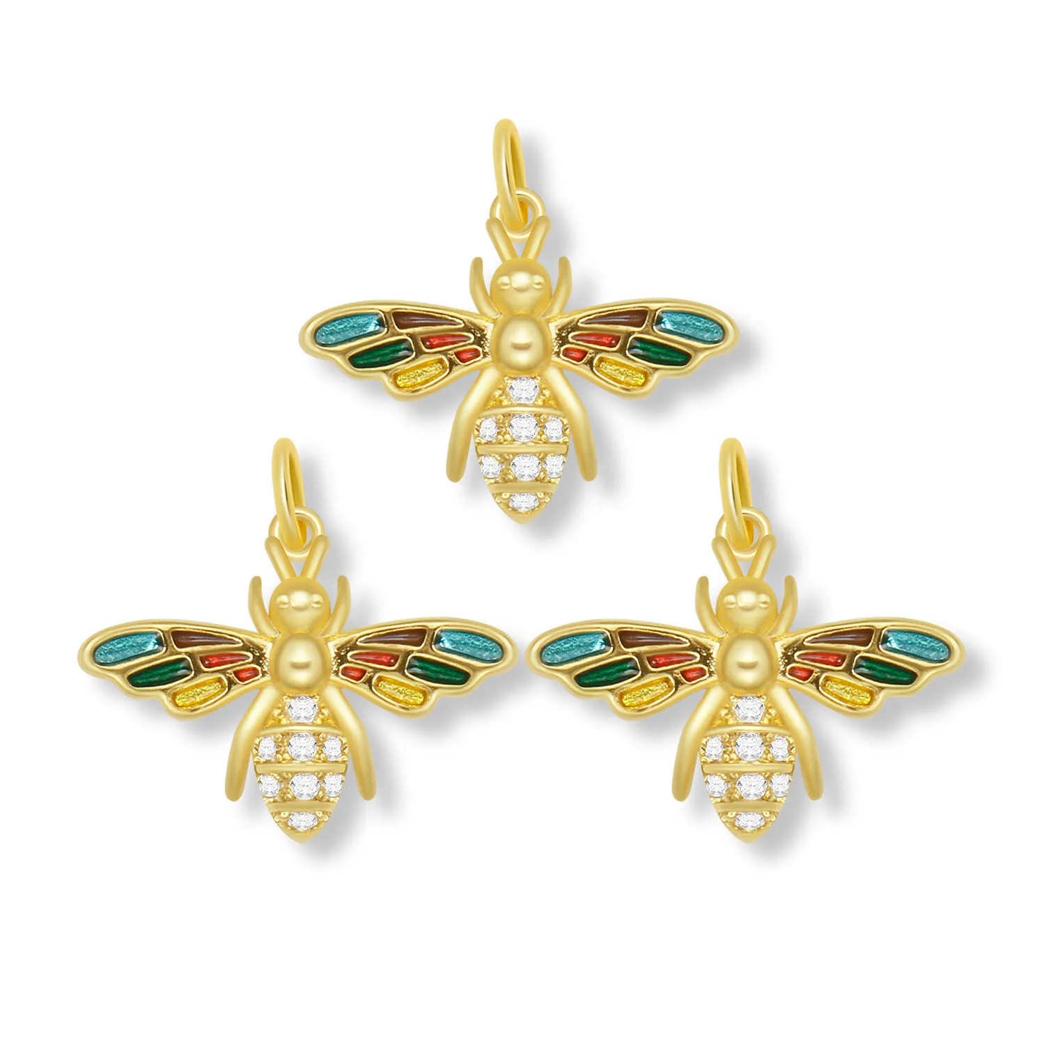 Разноцветные кубические циркониевые камни позолоченные красочные красивые