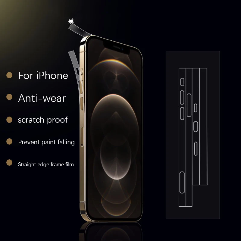 

3Pcs Mobile Phone Hydrogel Film Transparent For iphone12 Pro Max Rim Protective Film For iPhone 12 mini Ultra-thin TPU Side Film