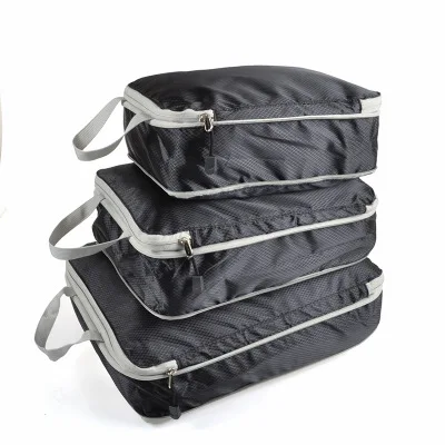

3pcs/set Compression Packing Cubes Travel Storage Bag Luggage Suitcase Organizer Set Foldable Waterproof Nylon Material