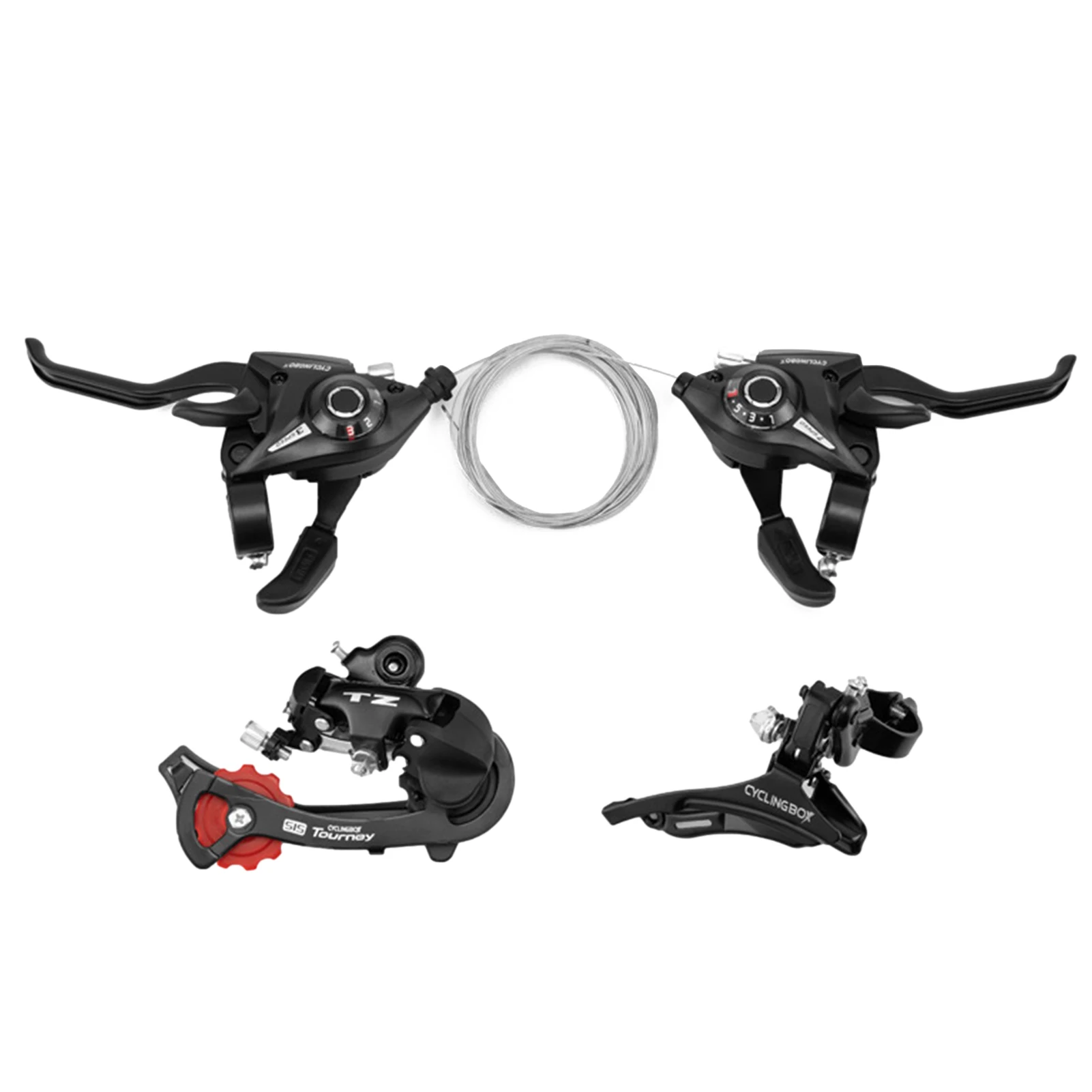 

Bicycle Derailleur Transmission Set With Shift Cable Bike Part One-Piece MTB Bike Front Rear Shifter Levers Brake Practical