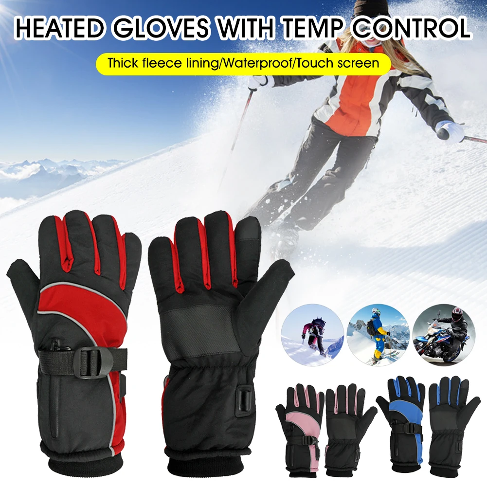 

1Pair Electric Heated Gloves Thermal Ski Gloves Touch Screen 55°C Warm Rechargeable Waterproof Outdoor Cycling Winter Glove safe