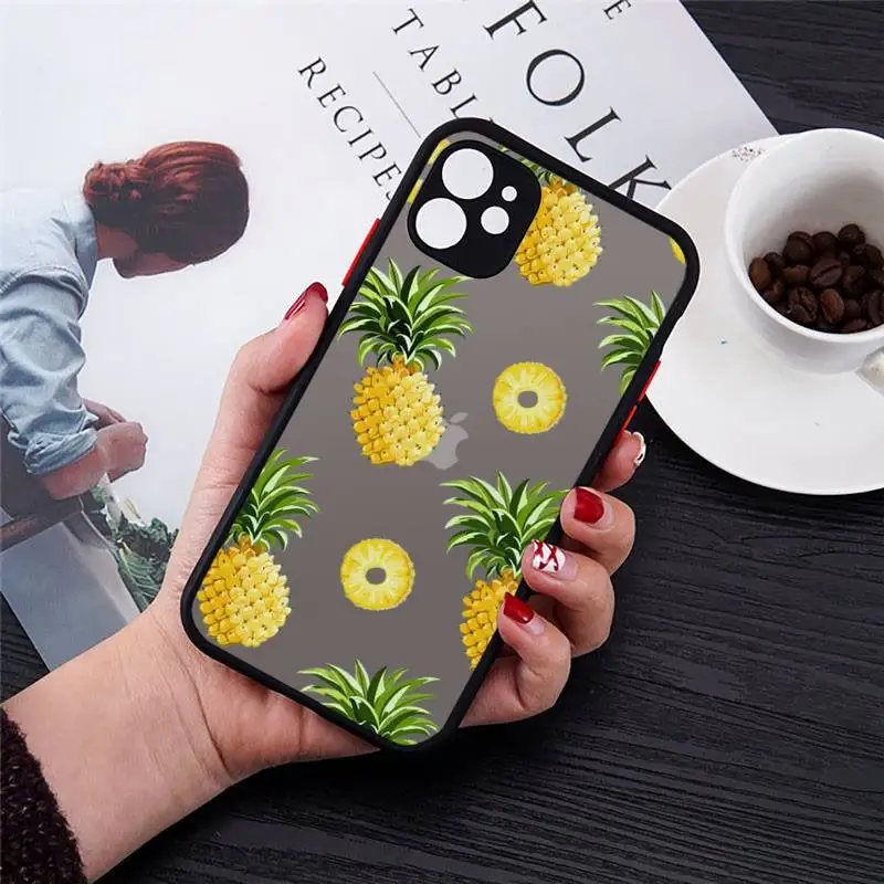 

Fruit pineapple cartoon pattern Phone Case matte transparent For iphone 7 8 11 12 plus mini x xs xr pro max cover