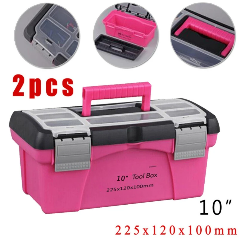 

2 Gift Tool Boxes, Children's Art Tool Boxes, Pink Portable Storage Boxes, Household Storage Boxes (10 inches: 225*120*100mm)
