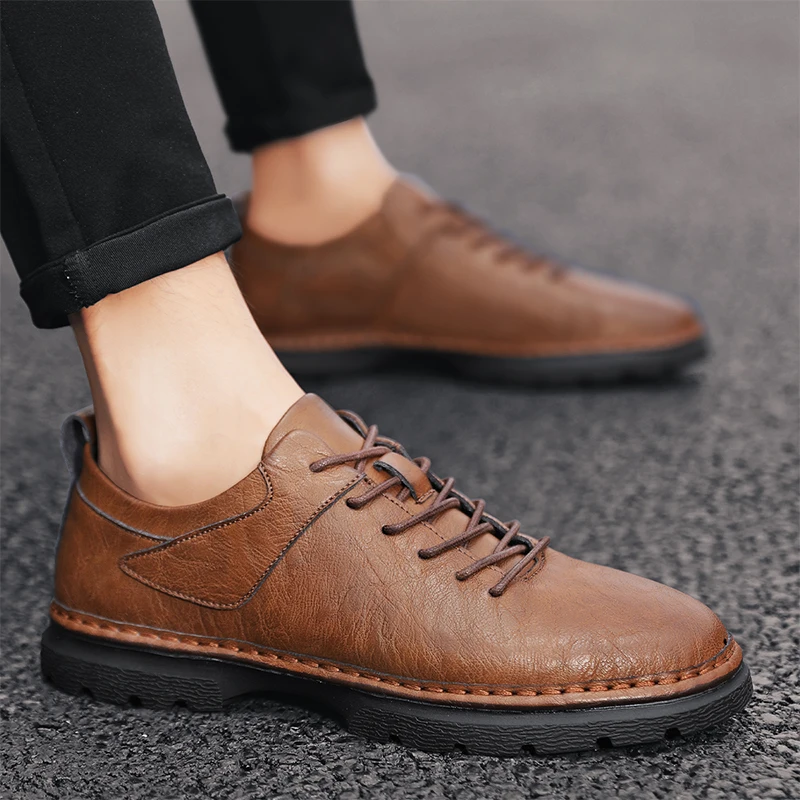 Туфли мужские замшевые классические дышащие ботинки-оксфорды на шнуровке