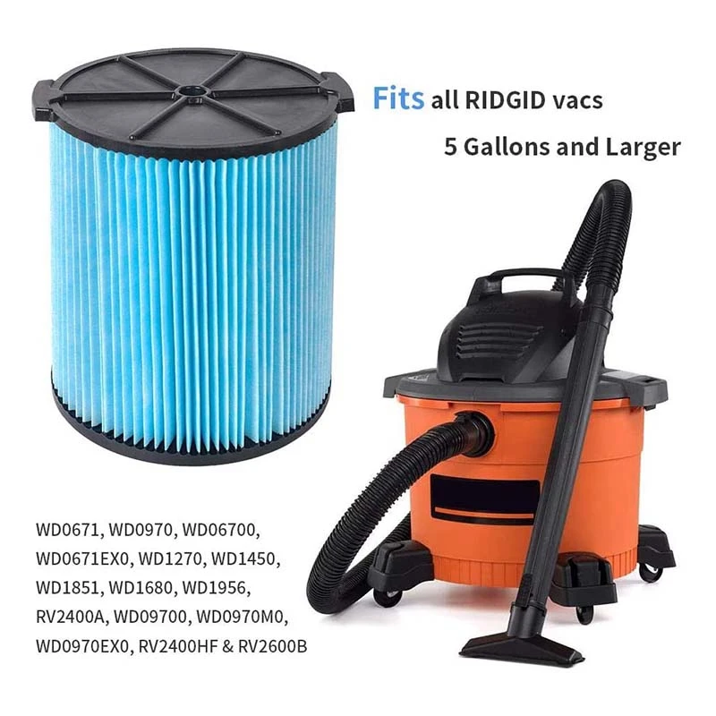 

VF5000 3-Layer Pleated Paper Filter Replacement for Rigid 5-20 Gallon Wet/Dry Vacuums WD1450 WD0970 WD1270 WD09700,Etc
