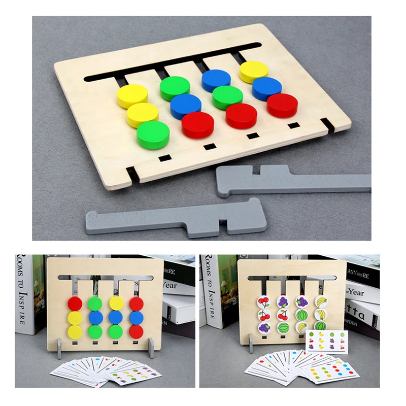 

Montessori Toy Colors and Fruits Double Sided Matching Game Logical Reasoning Training Kids Educational Toys Children Wooden Toy