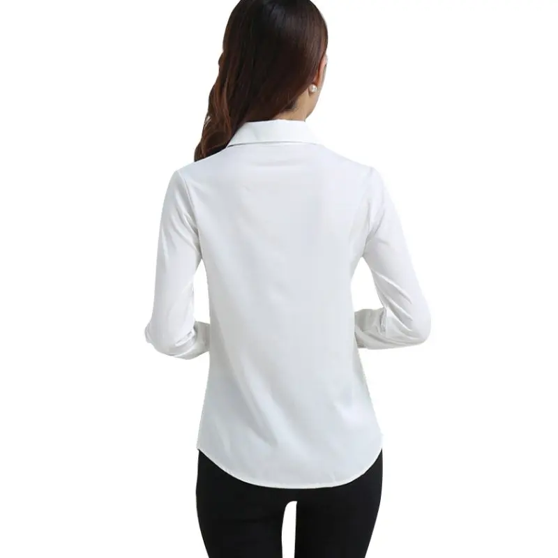 

Lady Formal OL Slim Blouse Women Long-Sleeved White Beige Blusas Female Workwear Plus Size S-XXL Cotton Acrylic Tops Blouse