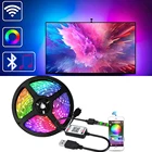 Светодиодная ленсветильник USB RGB + Bluetooth-управление, 5 В, 5050, 30 светодиодов, умная гибкая лента, водонепроницаемая, управление через приложение для телефона, светильник ка телевизора