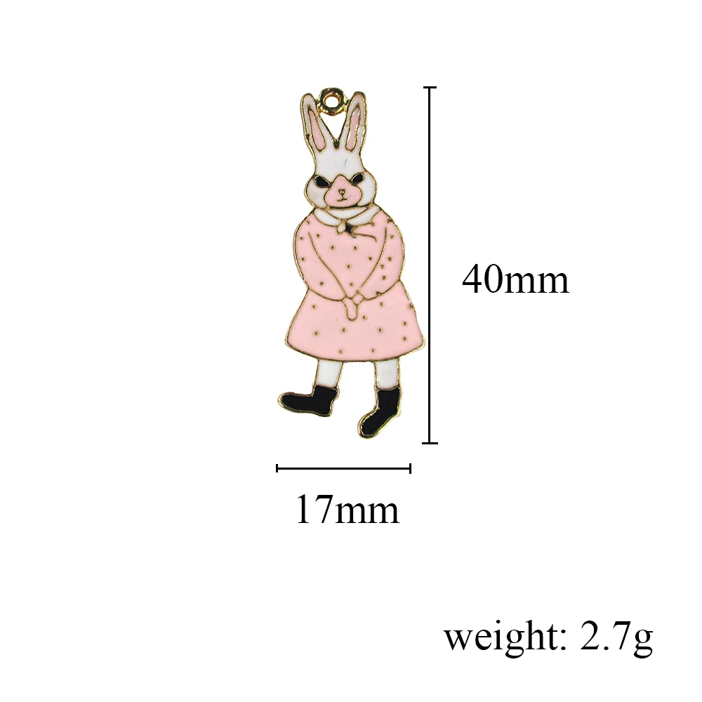 8 штук милых кроличьих эмалированных подвесок для сережек, капель масла, животного тега, ювелирных изделий, аксессуаров для самостоятельного изготовления