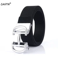 cantik quality nylon belts men unique hollowed geometric style automatic buckle metal jeans accessories 3 5cm width belt cbca216
