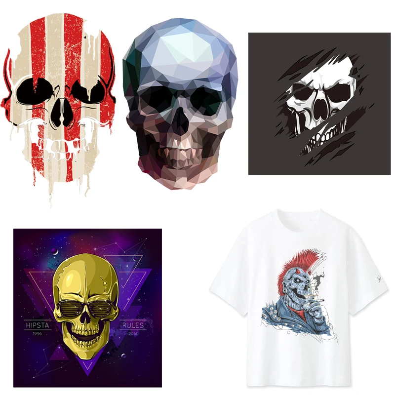 Красный череп патчи Термальность наклейки на одежде термонаклейки для одежды