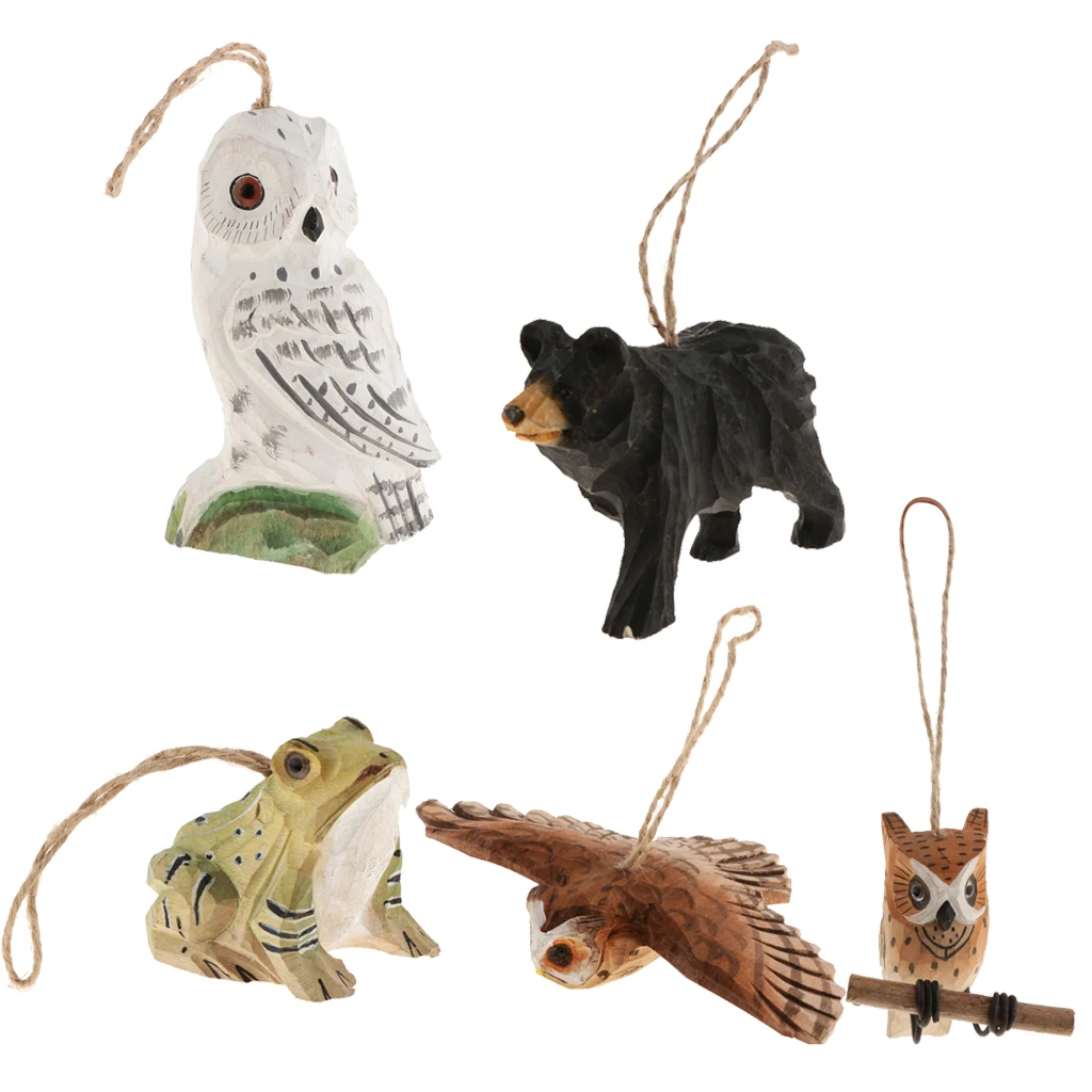 100% ручная резная подвесная статуя животного статуэтка скульптура деревянное