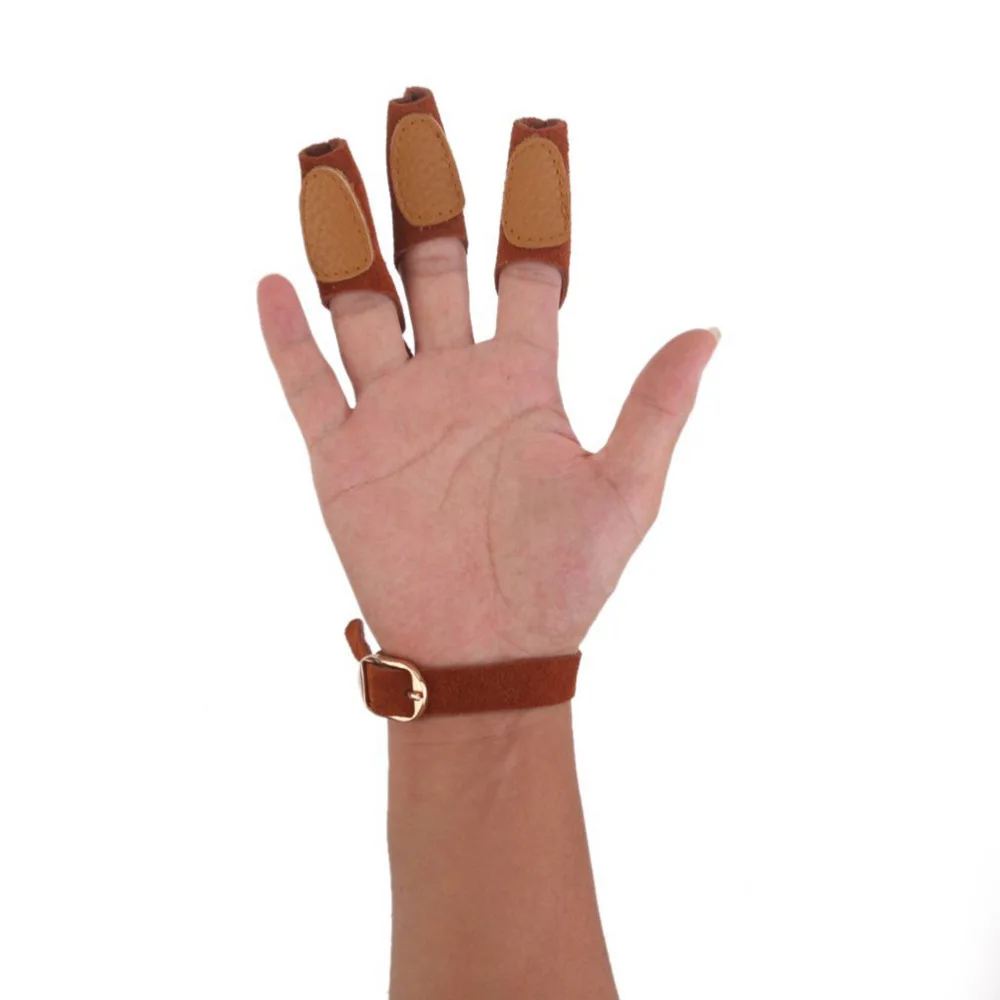 

Traditional Three Finger Glove for Archery Longbow Target (Brown)