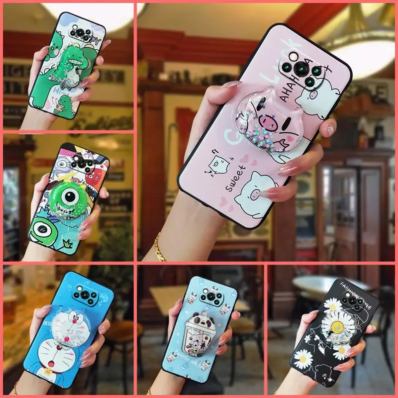 cover kickstand phone case for xiaomi poco x3 nfcx3 pro back cover waterproof fashion design cartoon free global shipping