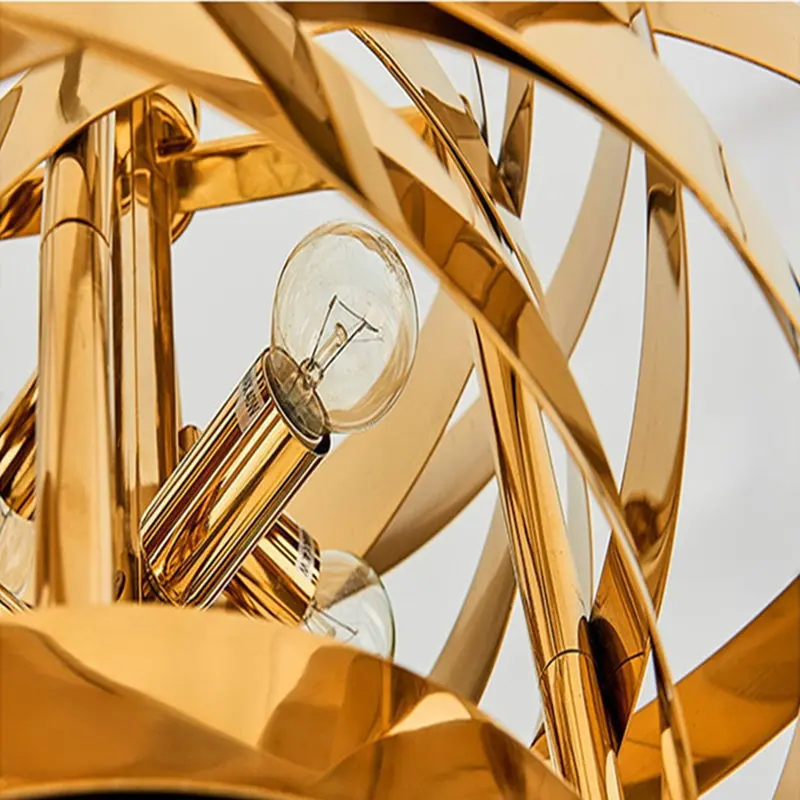

Modern Stainless Steel Gold Candelier Circular Chandelier Creative Tornado Atmosphere Light luxury dining room lamp