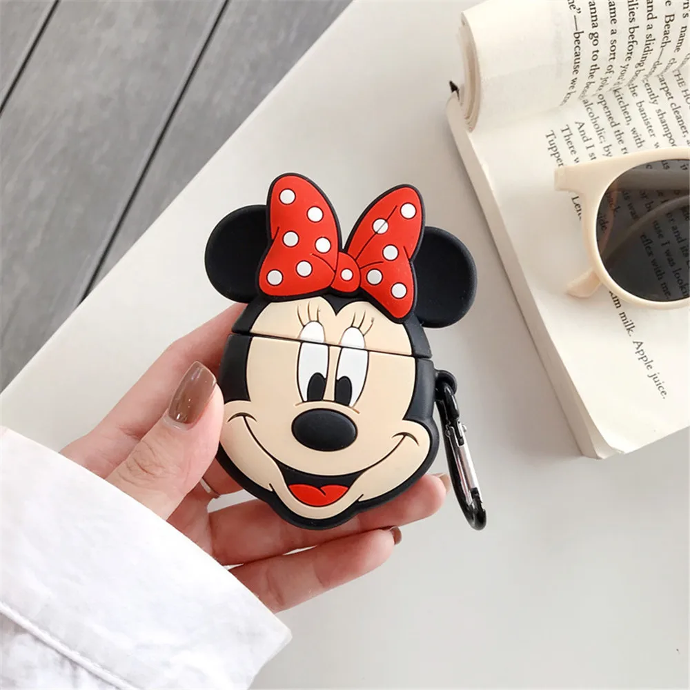 Disney Mickey Mouse Minnie Stitch Cartoon Silicone Bluetooth Headset Protective Case Suitable for AirPods 1/2 Anti-drop Case
