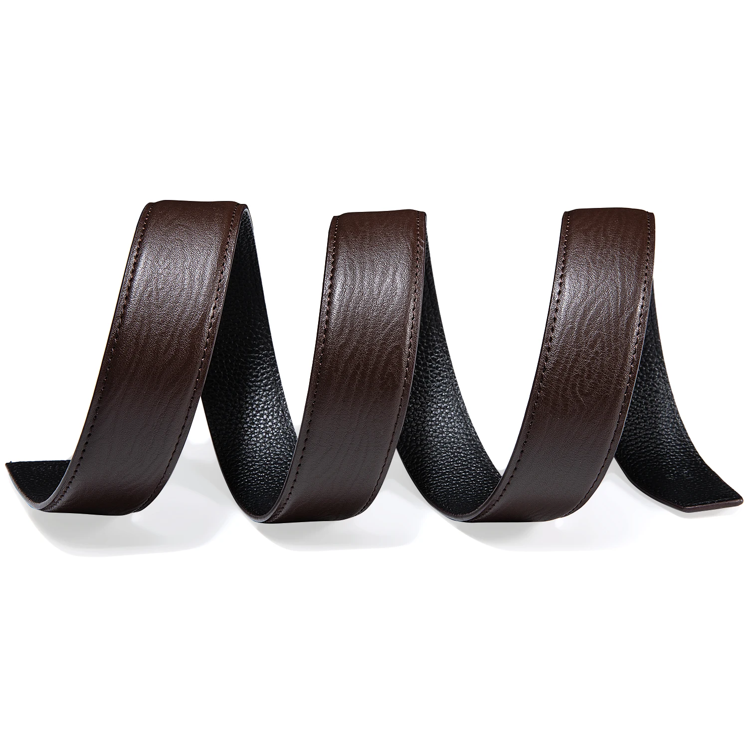 

Hi-Tie High Quality Top Layer Cowskin Genuine Leather Automatic Buckle Belts for Men Business Brown Leather Belt without Buckle