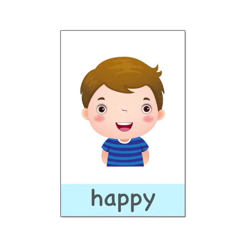 

Montessori Kids English Learning Cards Cartoon For Children Emotion Memory Card Flash Educational Toys Baby Early