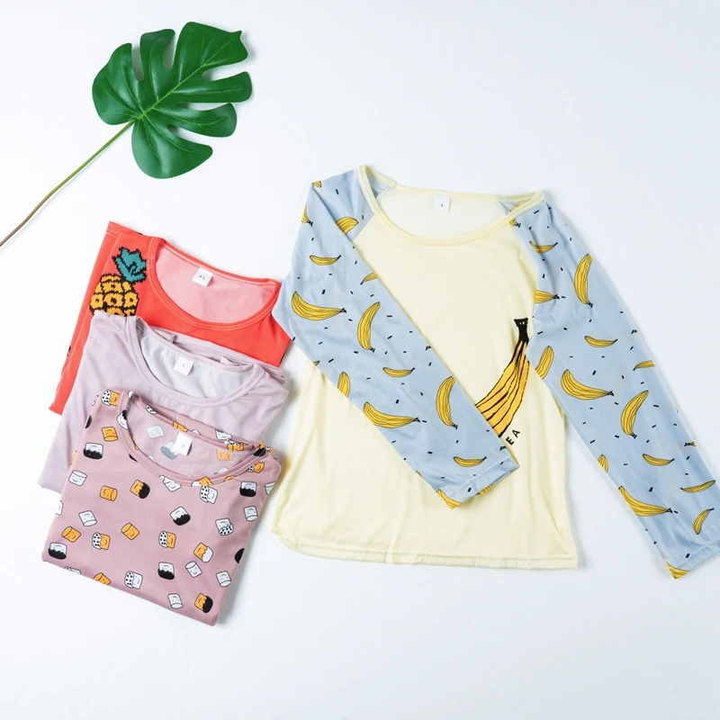 Spring / Summer New Sleepwear Cotton Long-sleeved Trousers Ladies Pajamas Suit Simple Style Women Long Pajamas