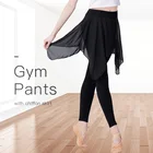 Женские штаны для тренировок, спортивные штаны для йоги, леггинсы, женские танцевальные штаны, спортивные штаны для девушек с шифоновой юбкой