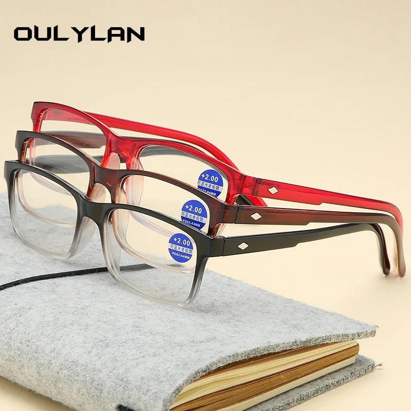 Oulylan, анти-синий светильник, очки для чтения, для женщин и мужчин, ультра-светильник, очки для дальнозоркости, очки для чтения+ 1,5, 2,5, 3,5, 4,0