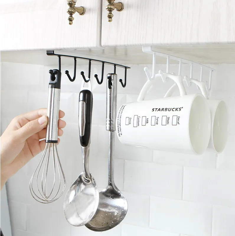 Kitchen Storage Rack Seamless Clothes Hanger Wardrobe Door Hook Closet Shelf Wall Nail-Free Multifunction Cup Towel | Дом и сад