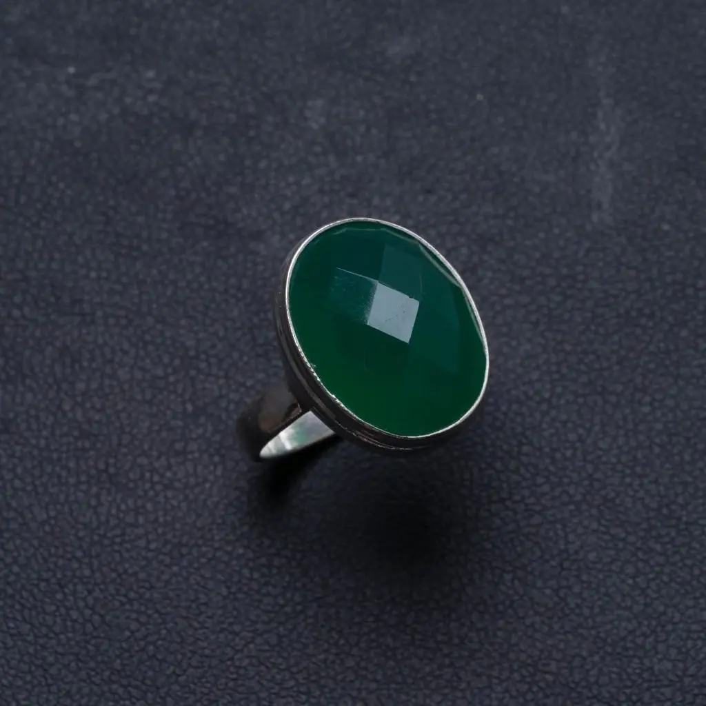 Натуральное кольцо Chrysoprase уникальное серебряное ручной работы размер США 5 75 х2251 |