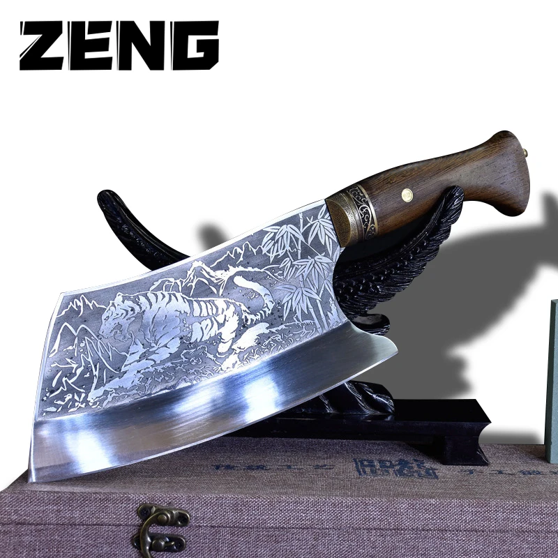Новый нож для нарезки Белый Тигр ZENG шеф повара Ручная ковка резка острый узор