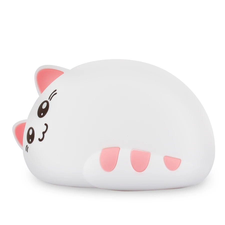 Ночник лампа USB перезаряжаемая мультяшная кошка LED Животное стиль силиконовая