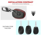 Кожаный чехол для автомобильного ключа для Renault Clio Dacia Logan Megane Espace Kangoo Duster Twingo 2 кнопки чехол дистанционного брелока брелок сумка