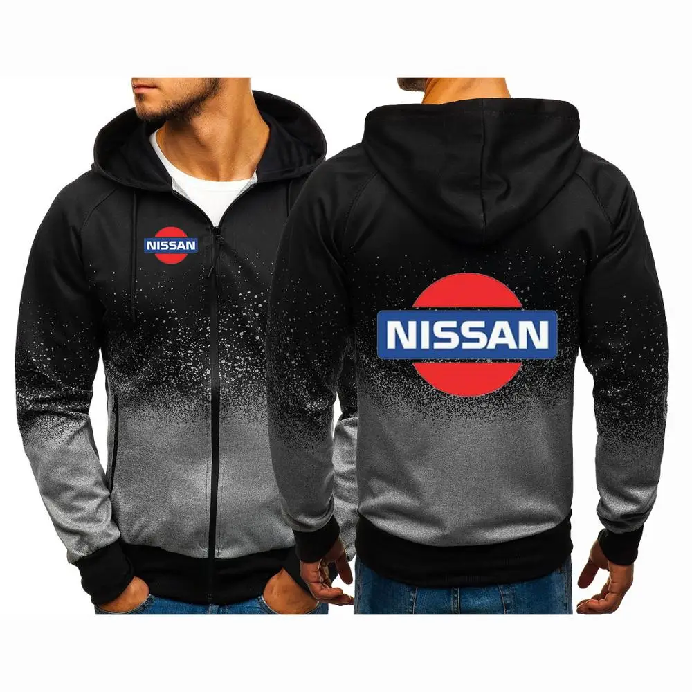 

Unisex NISSAN Print Punk Harajuku Gradient Hoodies Men Gradient Sweatshirts Man Jacket Zipper Punk Clothes