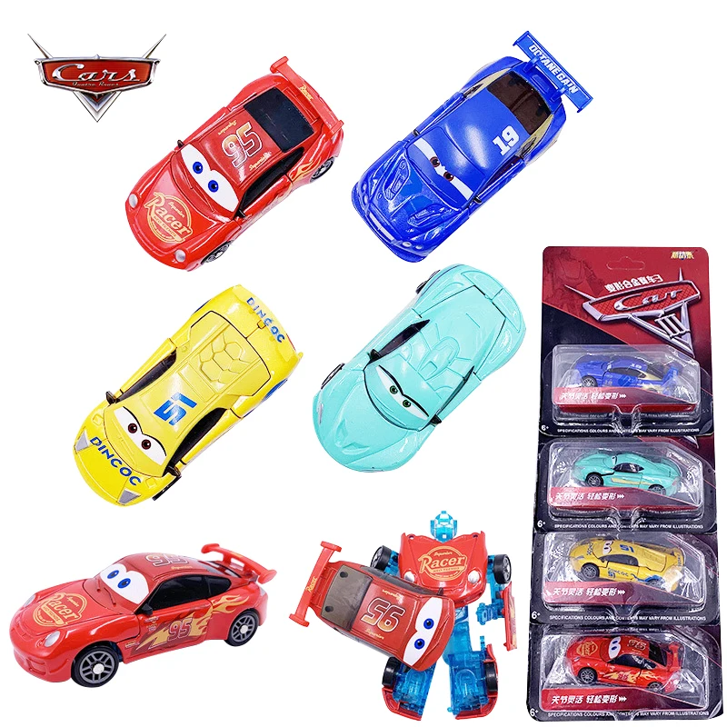 

4Pcs/set Disney Pixar Cars 3 Lightning McQueen New deformation Dinconc Truck 1:64 Diecast Metal Car Model Children Boy Toy Gifts