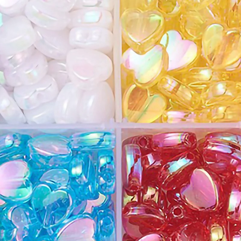 

8 Color Transparent Beads Diy Jewelry Accessories Handmade Acrylic Material Heart-Shaped Beads