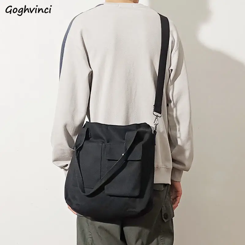 Холщовые сумки через плечо для мужчин модная однотонная сумка на ремне в стиле