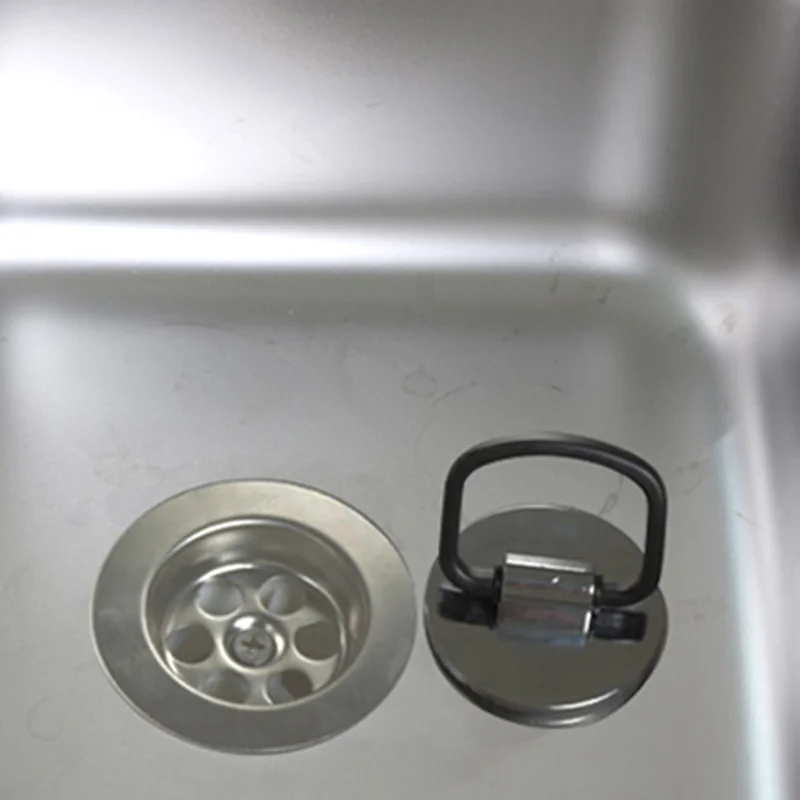 

Kitchen Drain Cover Bath Sink Chrome Plastic Plug with Handle