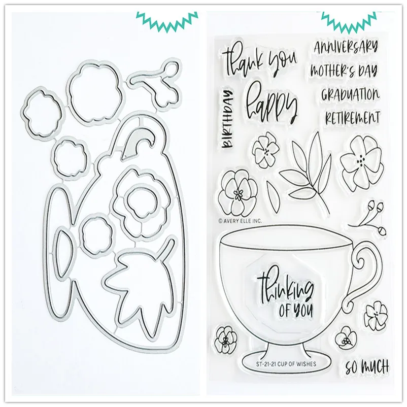 

Cup of Wishes Metal Cutting Dies and Stamps Scrapbook Diary Secoration Embossing Template DIY Card 2021 New Christmas