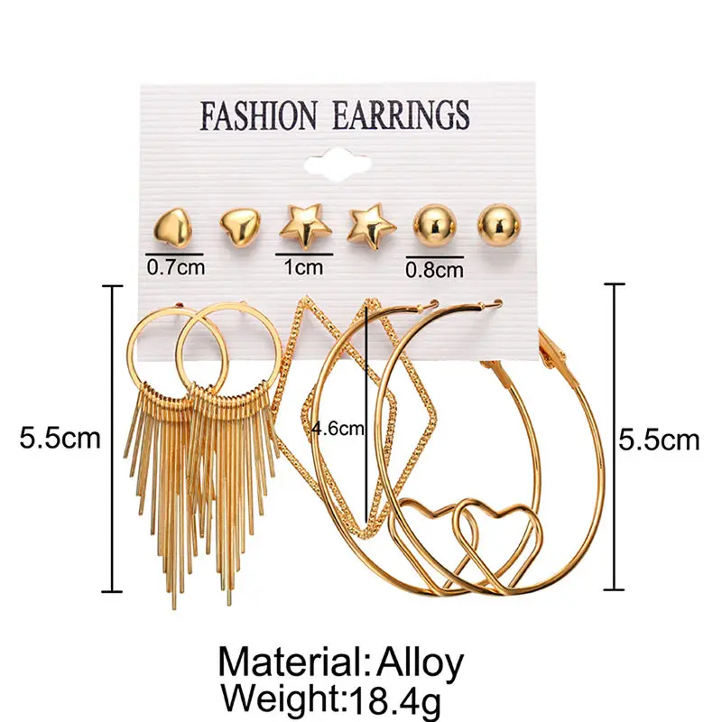 Модные серьги золотистые круглые в виде пентаграммы звезды и листья подарки для