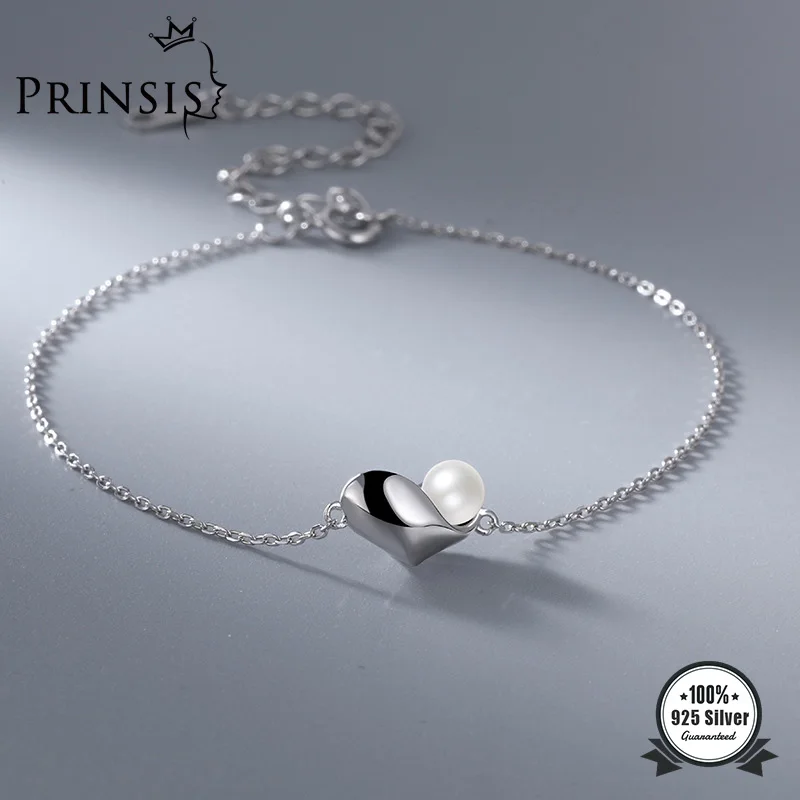

PrinSis реальные 925 серебро модные милые романтические, браслет в виде сердца, для женщин, на свадьбу, День Святого Валентина, подарок ювелирных ...