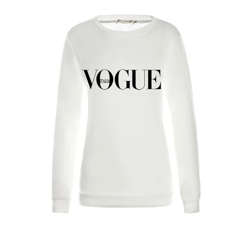 White XUNASHOW осенне-зимние флисовые толстовки для женщин, пуловер VOGUE с принтом букв, топы - Цвет: White