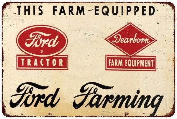 Фермерский трактор Ford Dearborn Репродукция гаражного магазина металлический знак |