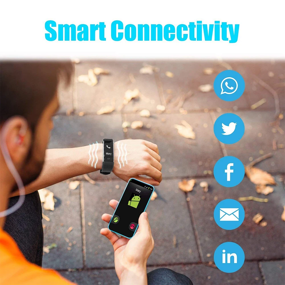 ID115Plus Смарт наручные часы с монитором сердечного ритма фитнес трекер Bluetooth для