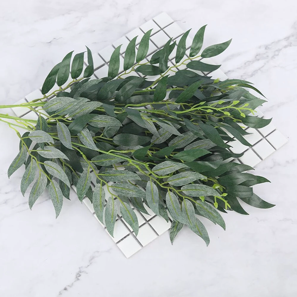 

Artificial Leaves Branch Bouquet Fake Willow Jungle Wedding Backdrop Christmas Home Decor Plant Faux Fabric Leaf Room Decoration