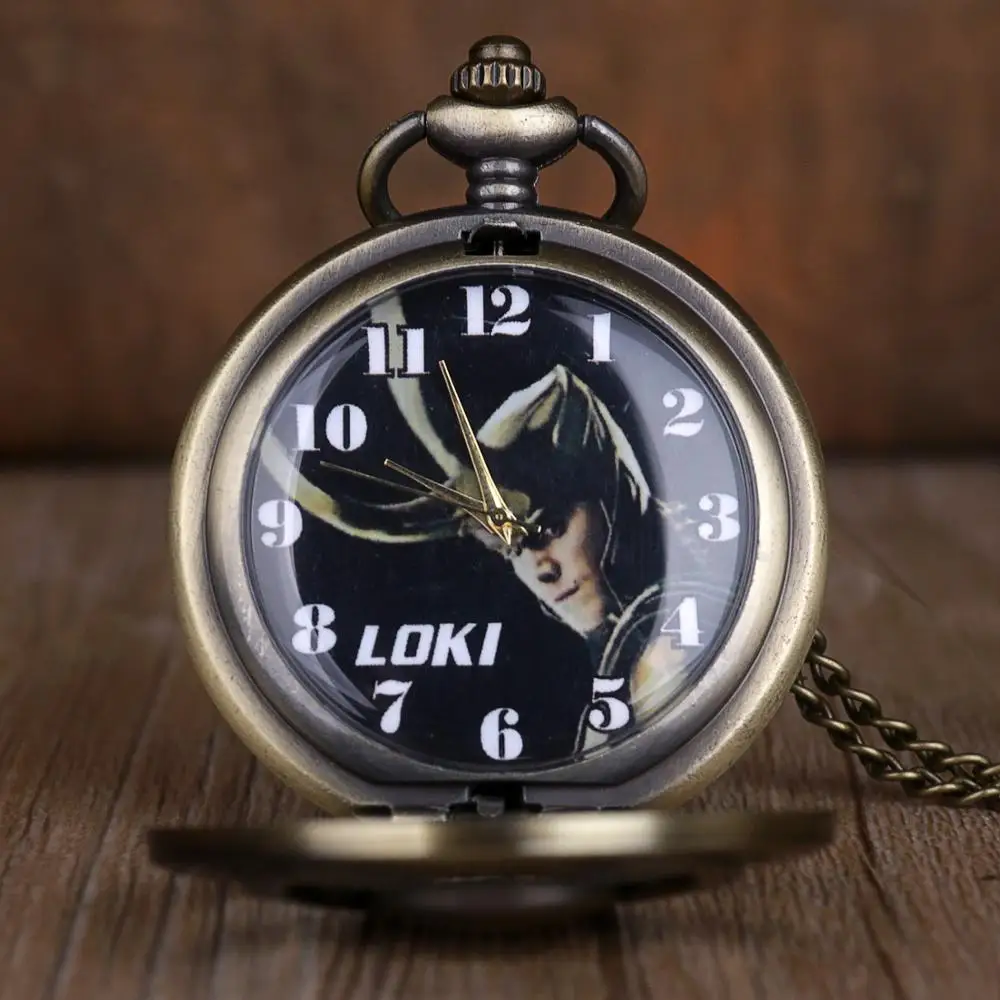 Бронзовый винтажный кулон карманные часы Relogio LOki De Bolso кварцевые часы с ожерельем с цепочкой подарок TD2074